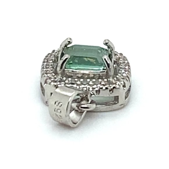Green Tourmaline 1.36ct White Gold Finish Solid 925 Sterling Silver Pendant - Picture 7 of 7